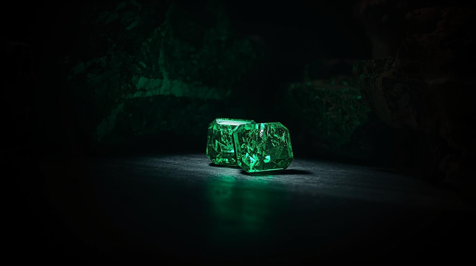 Two emeralds glowing side by side in the dark, like twin flames kept upon an altar.