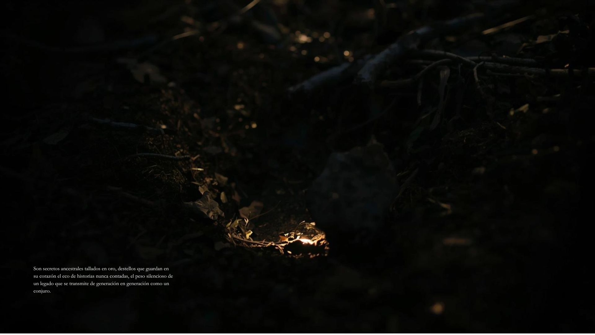 A single gold ember resting on the forest floor at twilight.